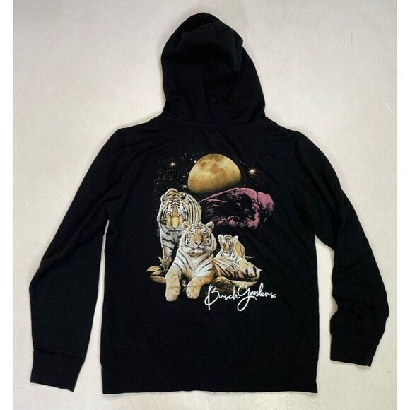Busch Gardens Tiger Graphic Full Zip Hoodie Women Medium Black - Picture 1 of 6
